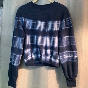 Dark blue and white tie dye crop top sweater